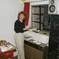 The DJ checks her tapes (yes, cassette tapes), Liz's Party, Abergavenny, Monmouthshire, Wales - 4th August 1990