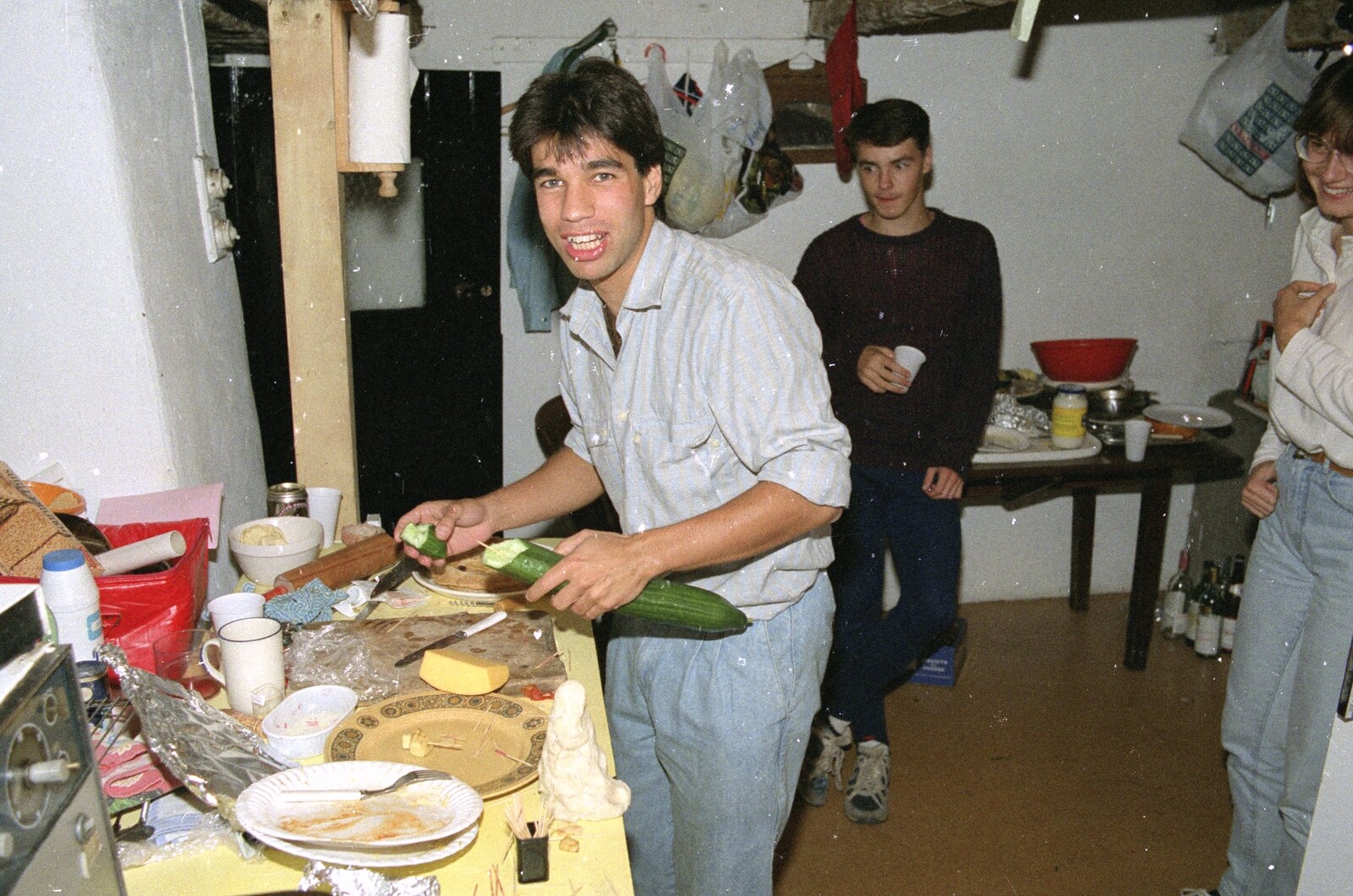 Liz's Party, Abergavenny, Monmouthshire, Wales - 4th August 1990: Nigel Mukherjee with a cucumber