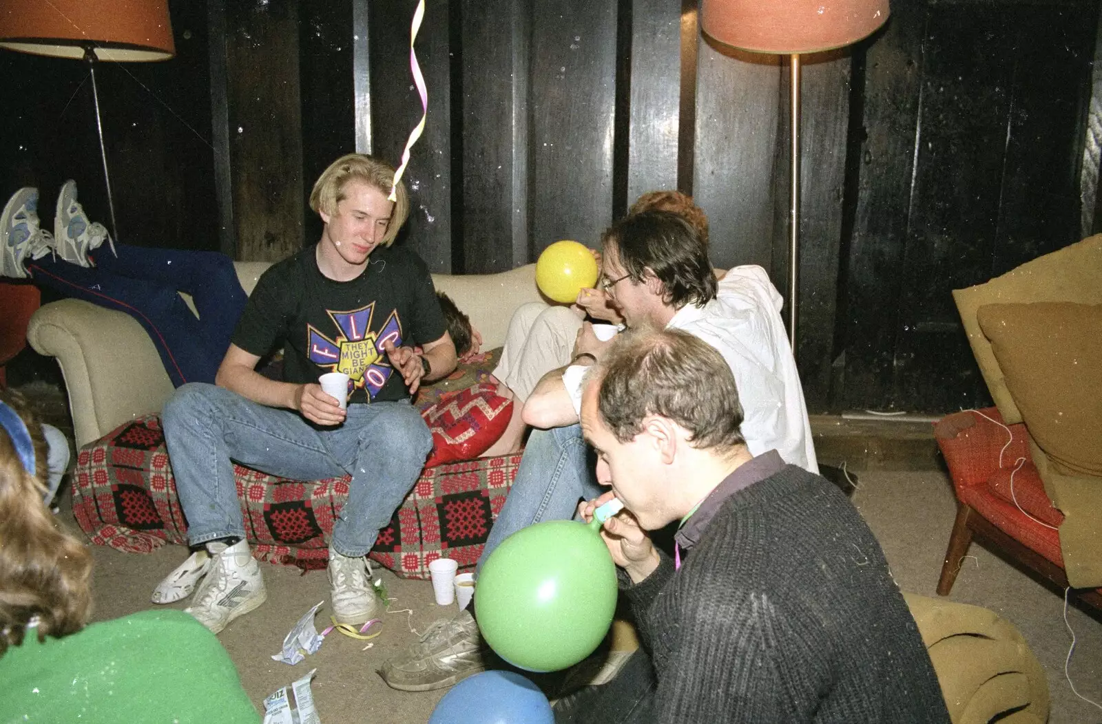 Blowing balloons up, from Liz's Party, Abergavenny, Monmouthshire, Wales - 4th August 1990