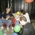 Blowing balloons up, Liz's Party, Abergavenny, Monmouthshire, Wales - 4th August 1990