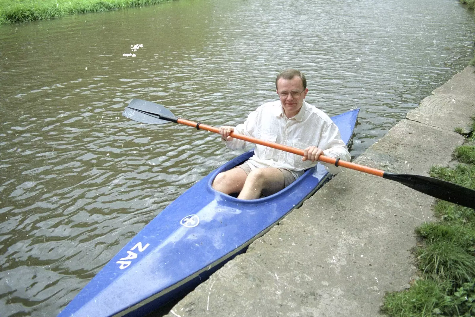 Hamish in a kayak, with full safety gear , from A Walk in the Brecon Beacons, Bannau Brycheiniog, Wales - 5th August 1990