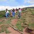 The walkers stumble down the hill, A Walk in the Brecon Beacons, Bannau Brycheiniog, Wales - 5th August 1990