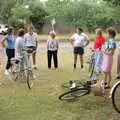 The cyclists catch their breath on Redgrave green, A Bike Ride to Redgrave, Suffolk - 11th August 1990