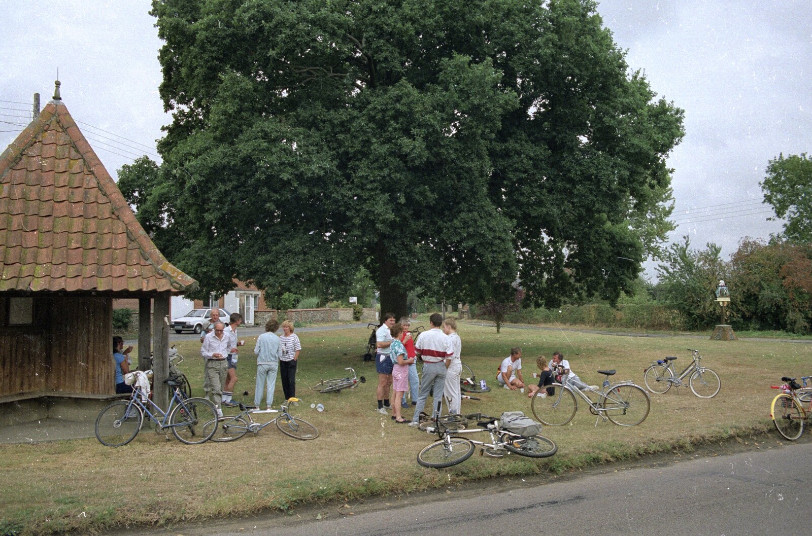Bikes on Redgrave village green from A Bike Ride to Redgrave, Suffolk - 11th August 1990