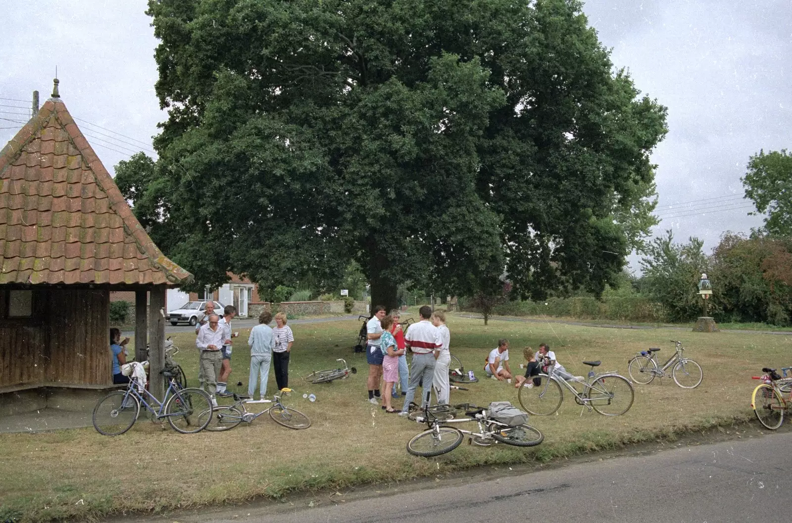 Bikes on Redgrave village green, from A Bike Ride to Redgrave, Suffolk - 11th August 1990