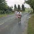 Corky speeds down Denmark Hill, A Bike Ride to Redgrave, Suffolk - 11th August 1990