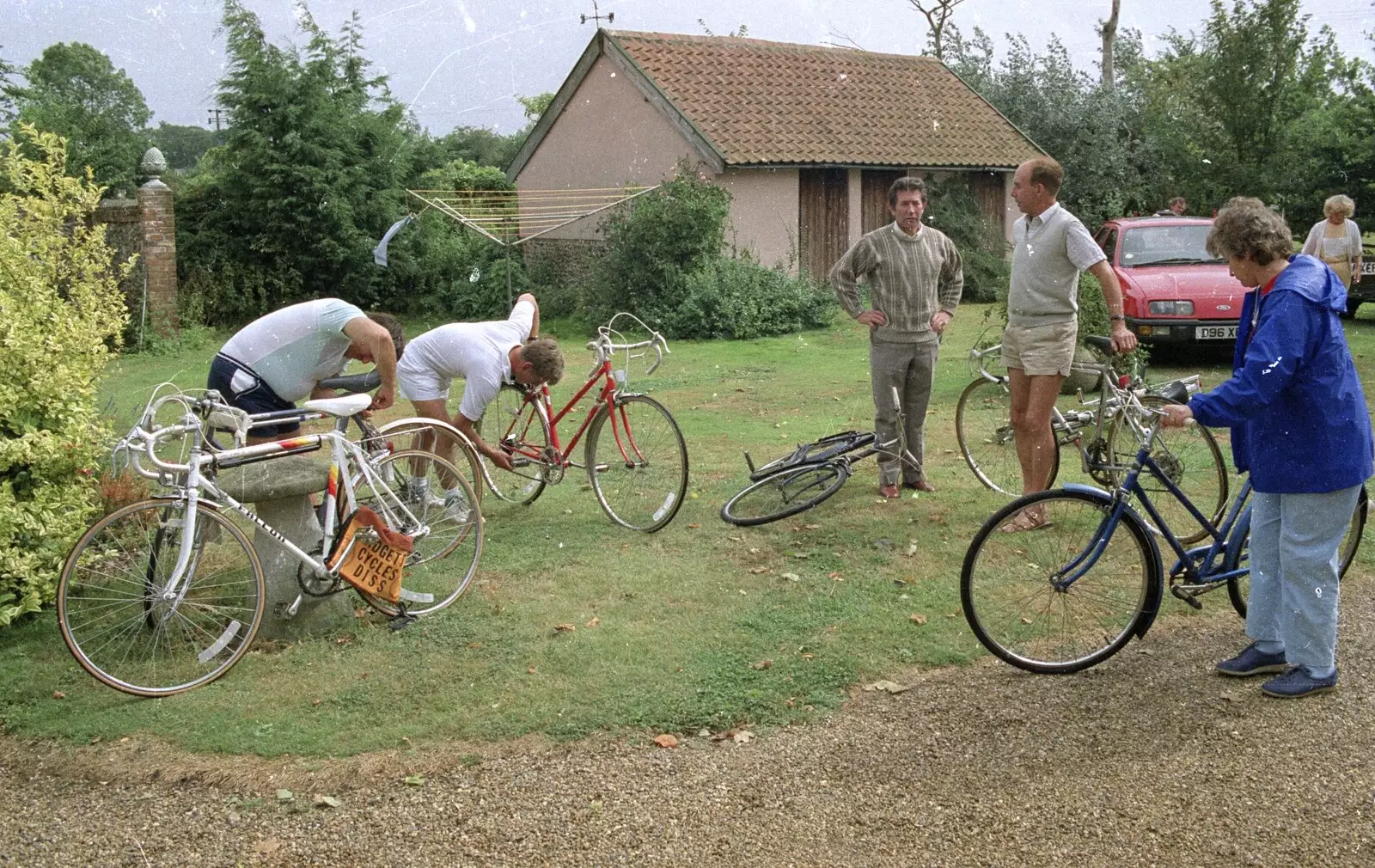 Bikes are prepared, from A Bike Ride to Redgrave, Suffolk - 11th August 1990