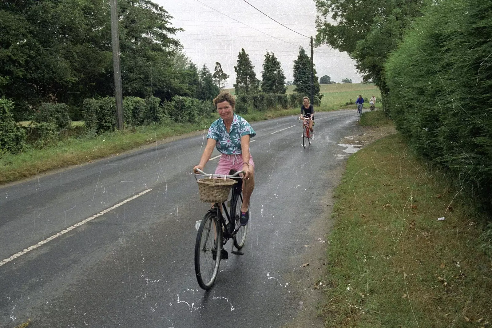 Brenda on her bike, from A Bike Ride to Redgrave, Suffolk - 11th August 1990