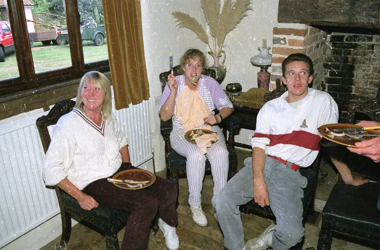 Donna is caught mid lettuce leaf, from A Bike Ride to Redgrave, Suffolk - 11th August 1990