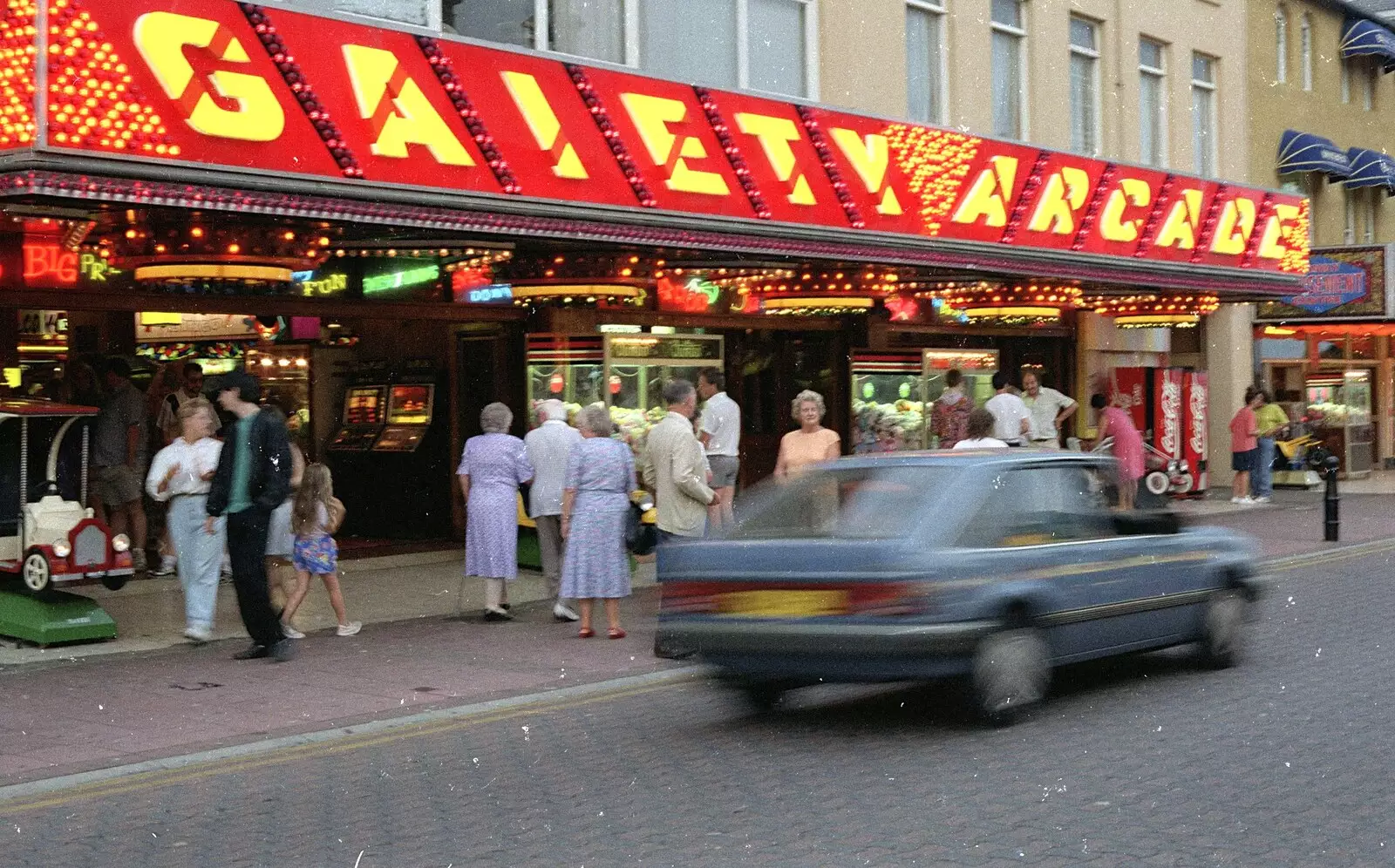 A Ford Escort near the 'Gaiety Arcade', from Printec Karl's Birthday, and Clacton Pier With Steve-O, Weybread and Essex - 22nd August 1990