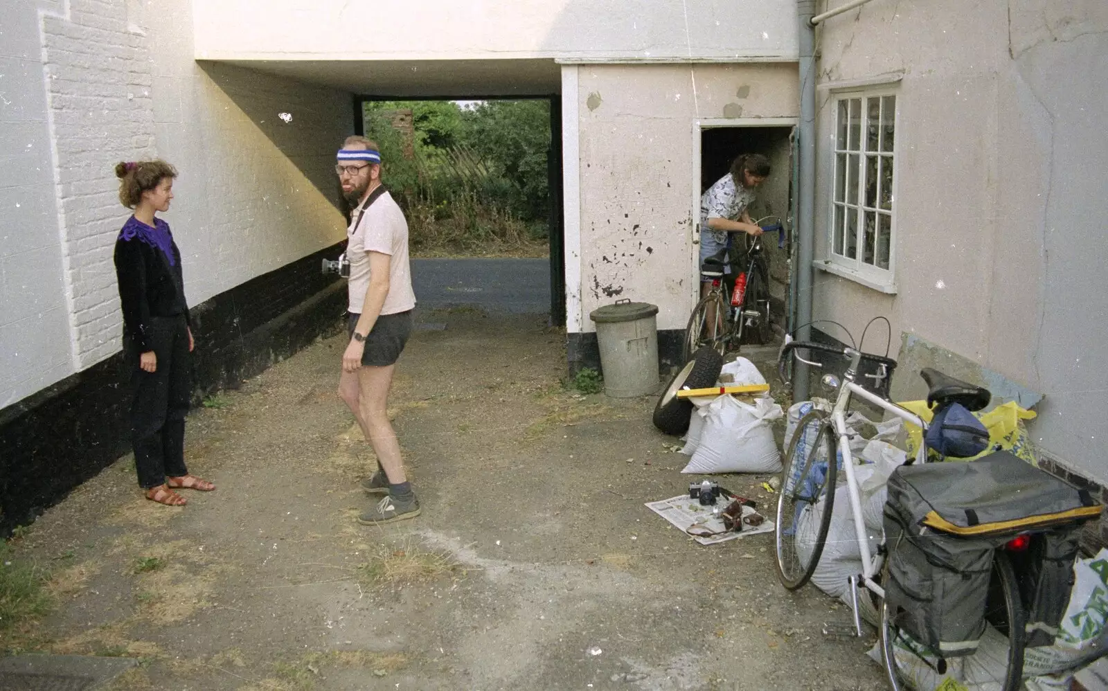 Emily gets her bike out of the shed, from Printec Karl's Birthday, and Clacton Pier With Steve-O, Weybread and Essex - 22nd August 1990