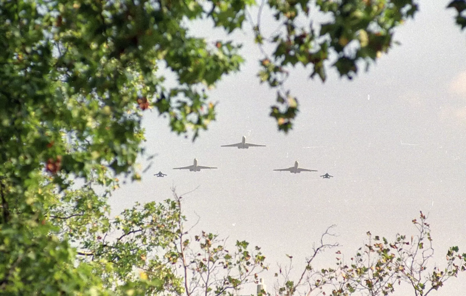 Three VC-10 tankers, with escort, from A Trip to Sean's, and a Battle of Britain Flypast, Farnborough, Suffolk and London - 15th September 1990