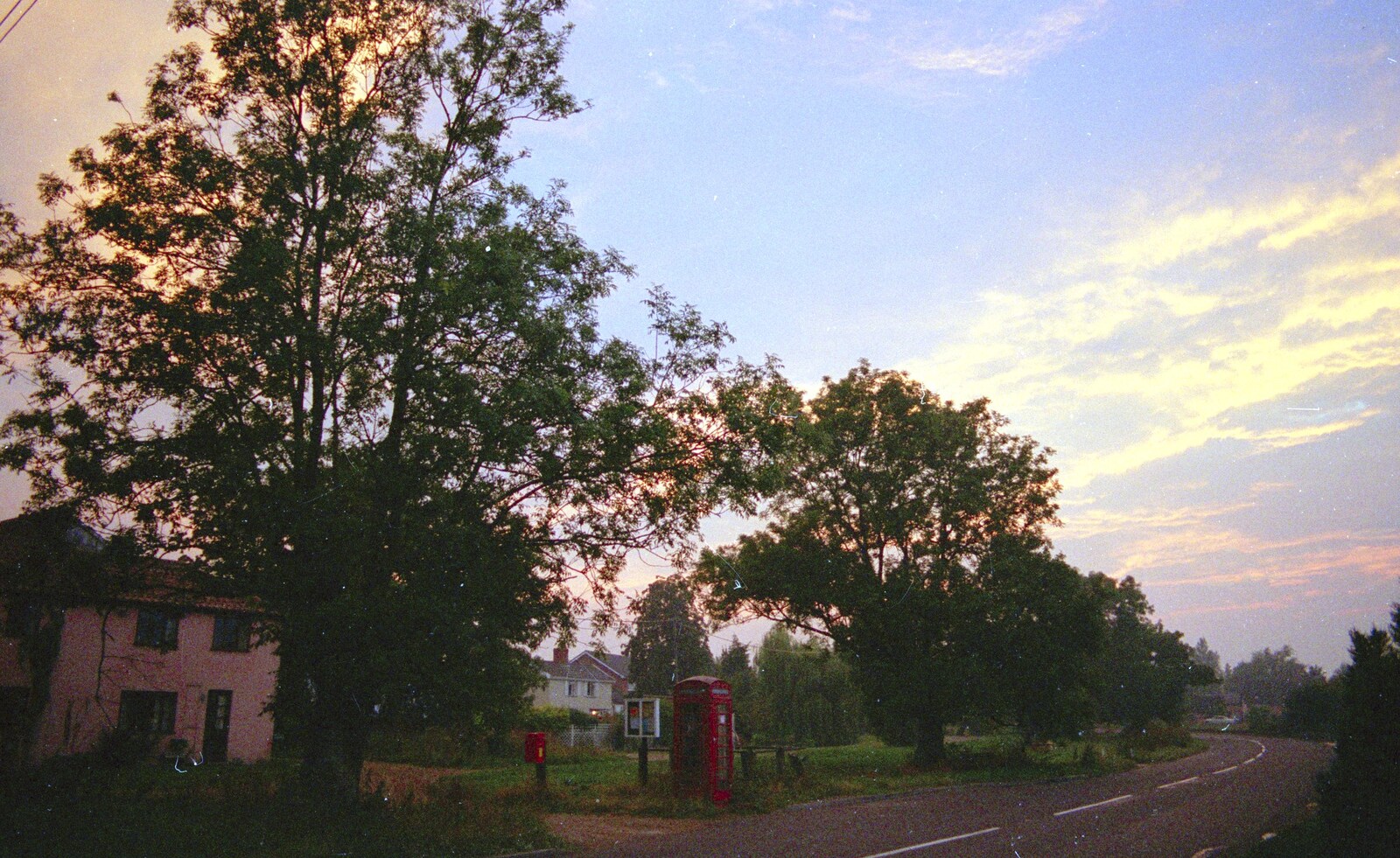 A sunset over the K6 phonebox at Stuston from A Trip to Sean's, and a Battle of Britain Flypast, Farnborough, Suffolk and London - 15th September 1990