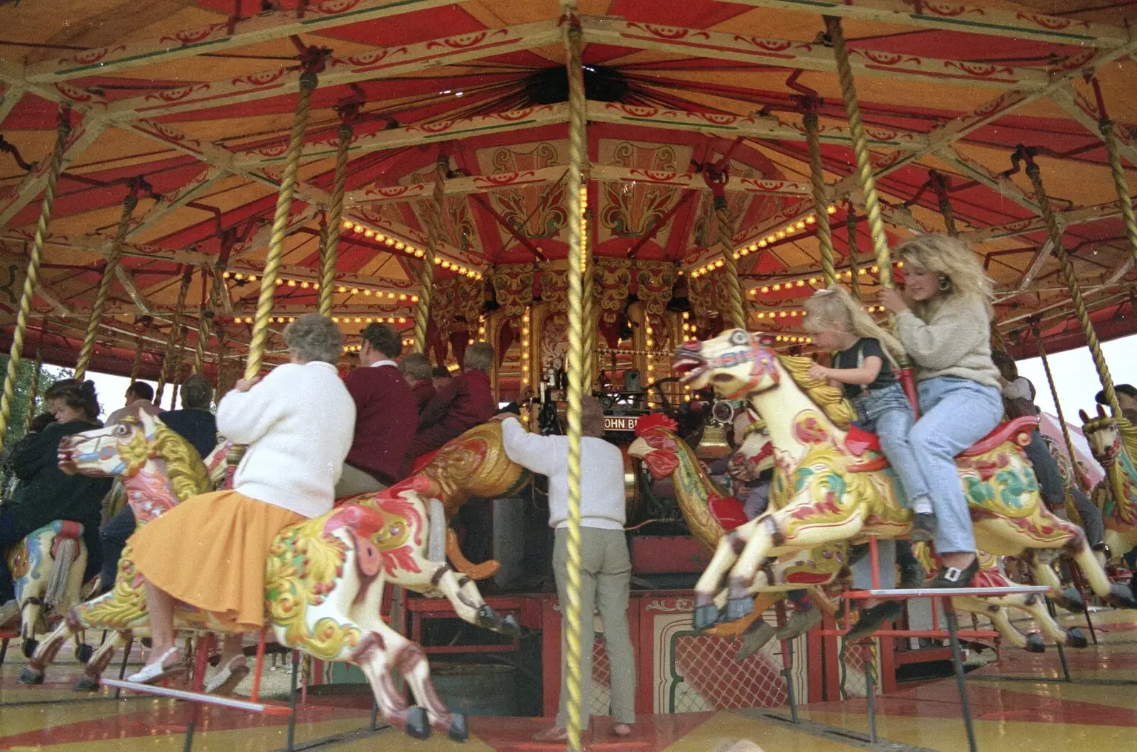 Riding on the gallopers, from The Henham Steam Fair, Henham, Suffolk - 19th September 1990