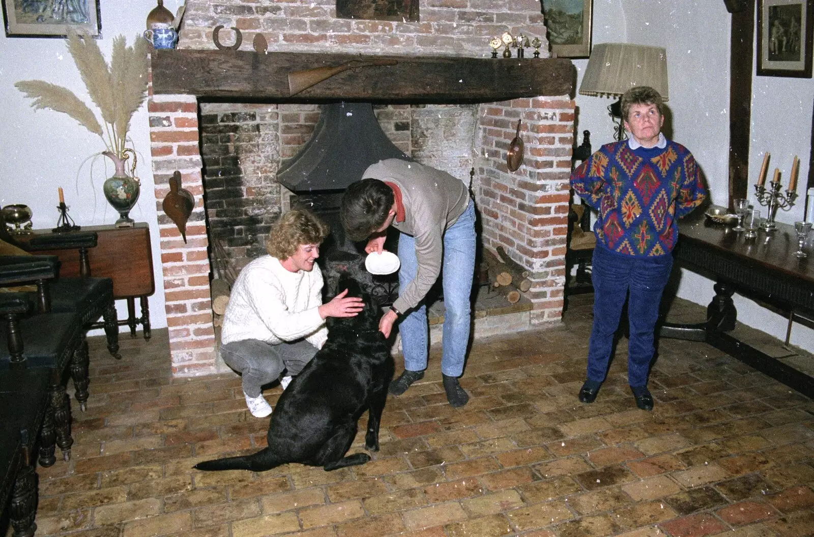 Shelly the Labrador gets some attention, from The Old Redgrave Petrol Station, and some Hand Bells, Suffolk and Long Stratton - 8th October 1990