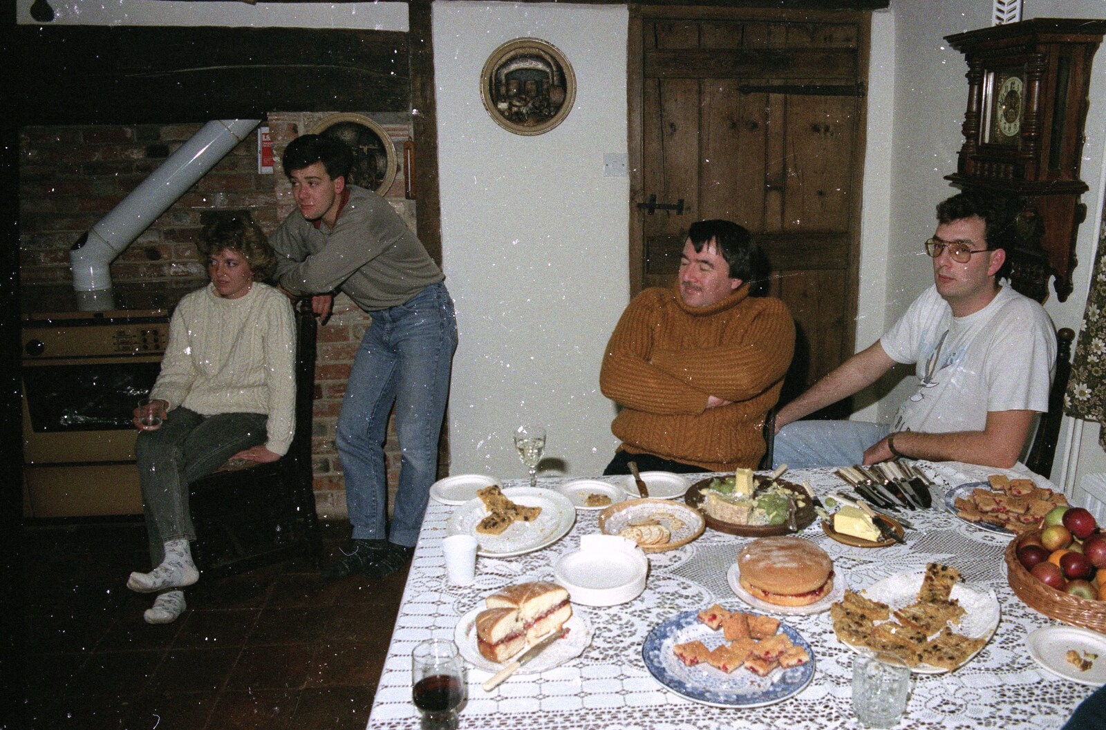 A table full of food from The Old Redgrave Petrol Station, and some Hand Bells, Suffolk and Long Stratton - 8th October 1990