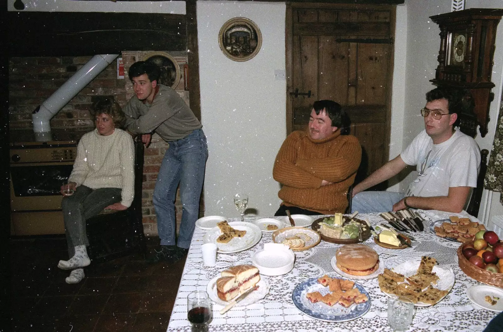 A table full of food, from The Old Redgrave Petrol Station, and some Hand Bells, Suffolk and Long Stratton - 8th October 1990