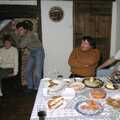 A table full of food, The Old Redgrave Petrol Station, and some Hand Bells, Suffolk and Long Stratton - 8th October 1990