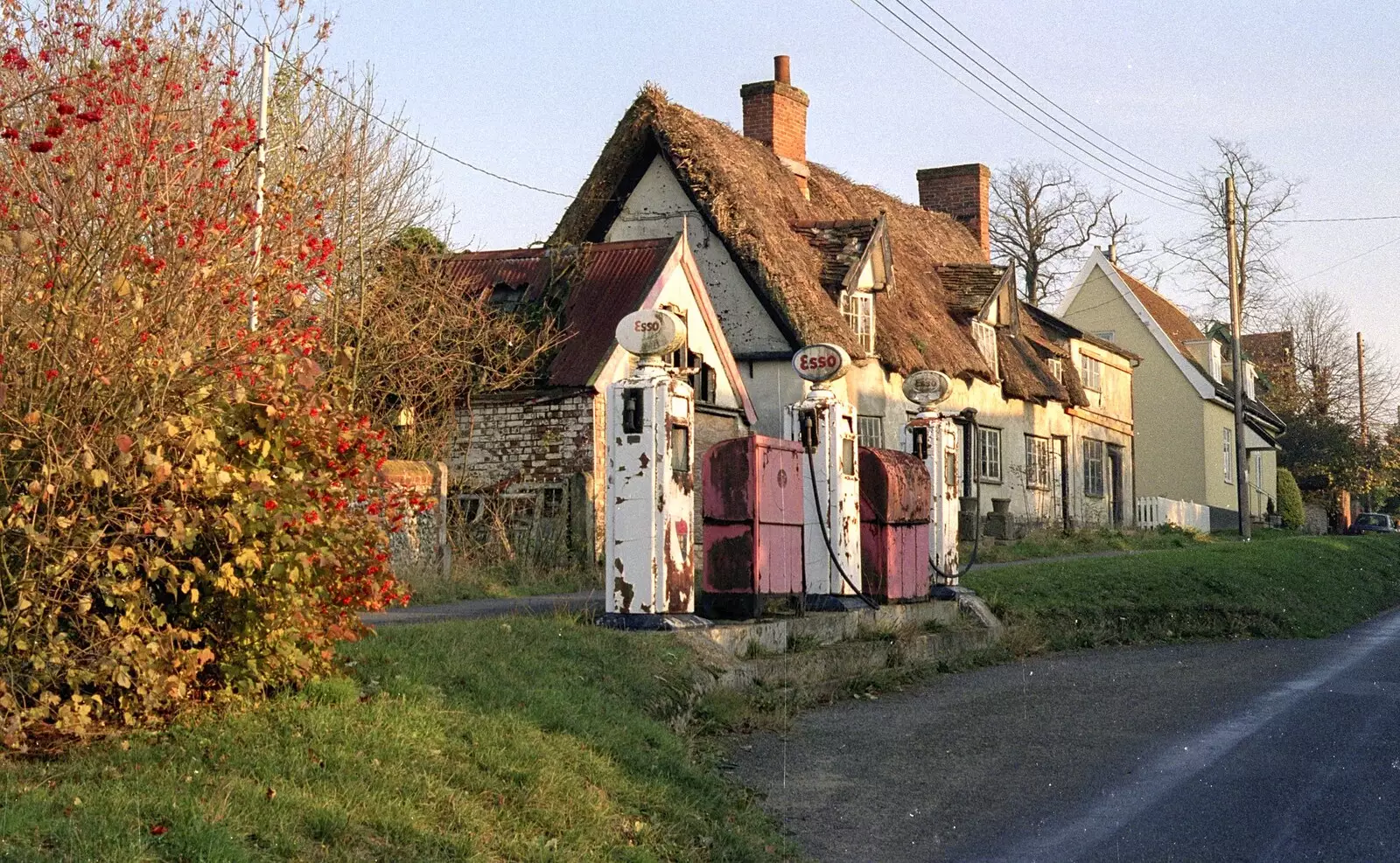 Old Esso pumps at Redgrave Service Station, from The Old Redgrave Petrol Station, and some Hand Bells, Suffolk and Long Stratton - 8th October 1990