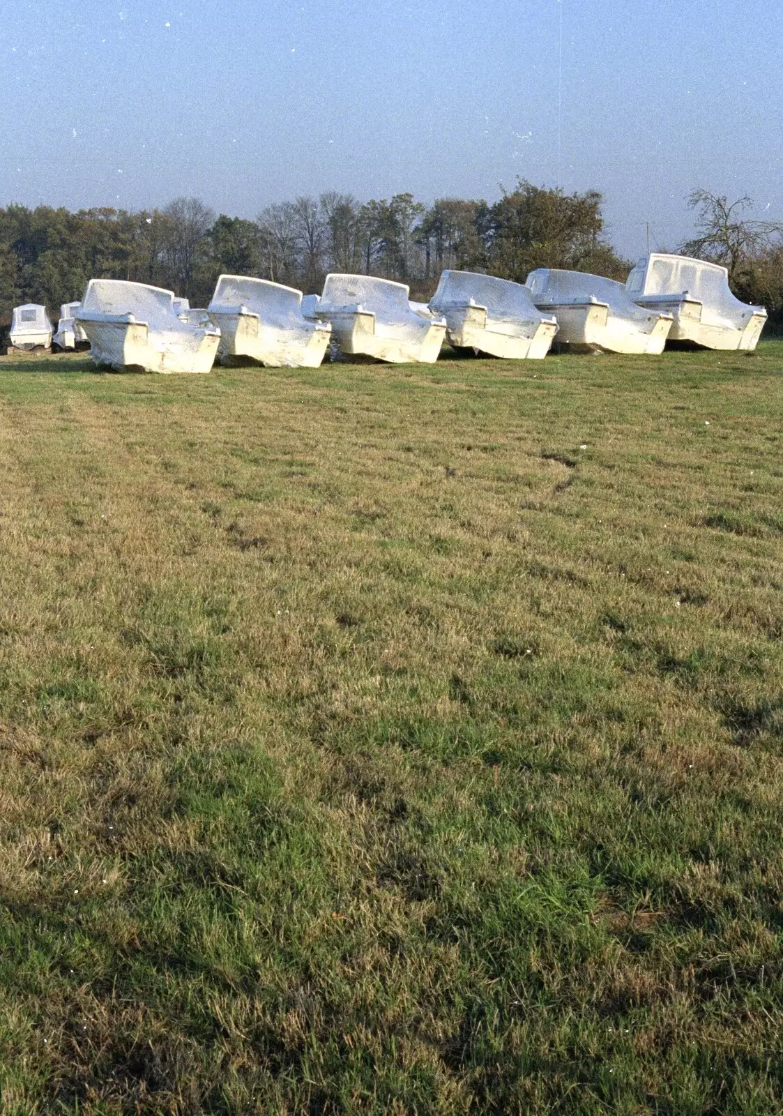 Fibre-glass boats in a Redgrave field, from The Old Redgrave Petrol Station, and some Hand Bells, Suffolk and Long Stratton - 8th October 1990