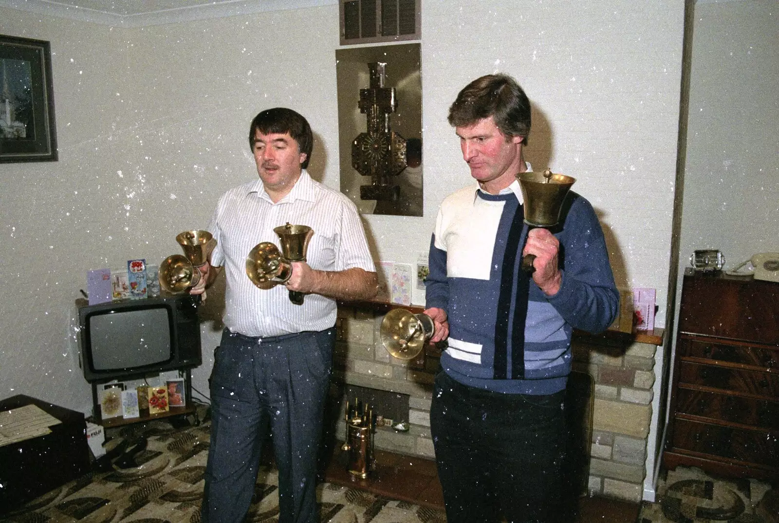 David and Geoff do the bell thing, from The Old Redgrave Petrol Station, and some Hand Bells, Suffolk and Long Stratton - 8th October 1990