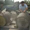 Corky prepares a couple of barrels, The Annual Cider Making Event, Stuston, Suffolk - 11th October 1990