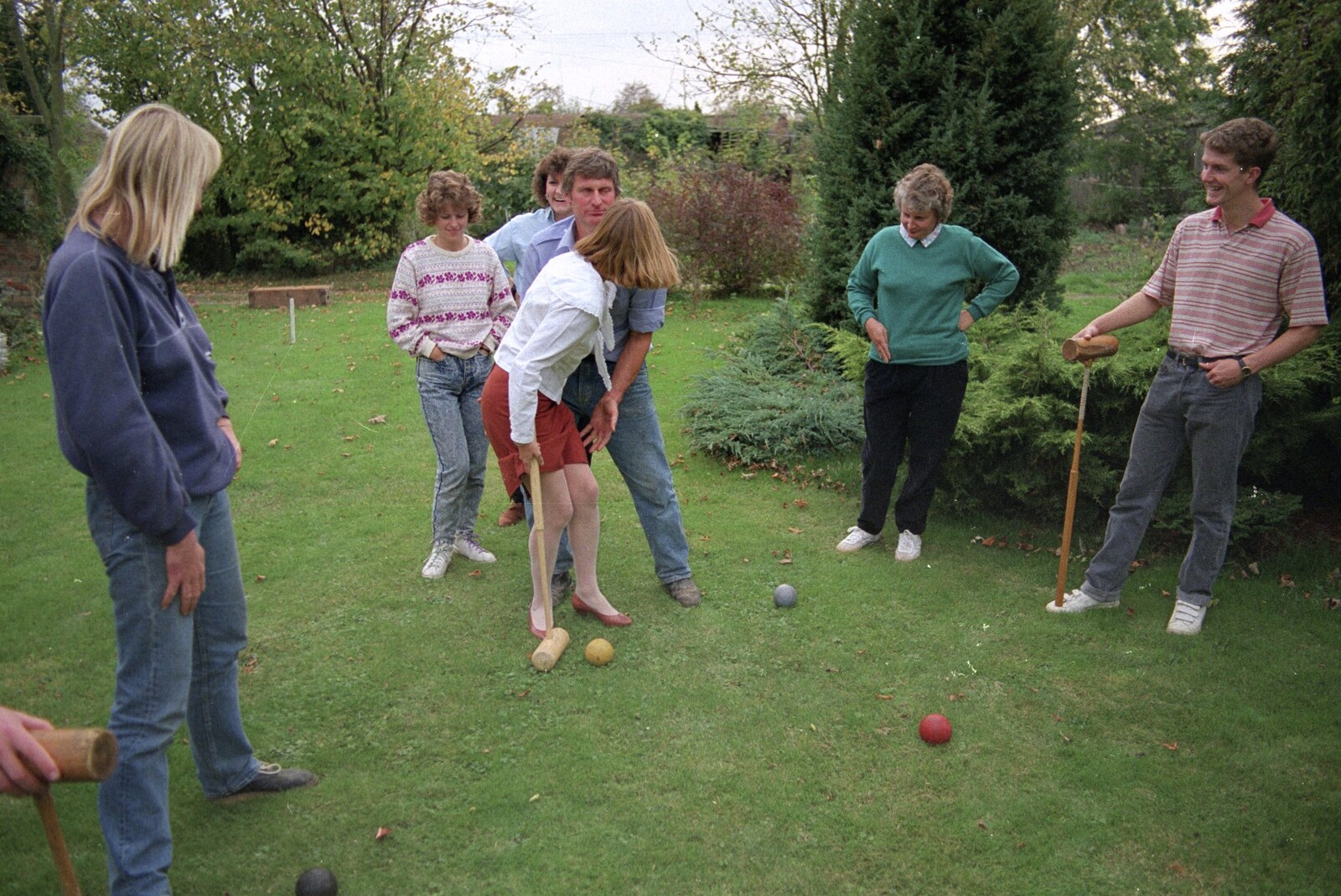 More croquet shenanigans from The Annual Cider Making Event, Stuston, Suffolk - 11th October 1990