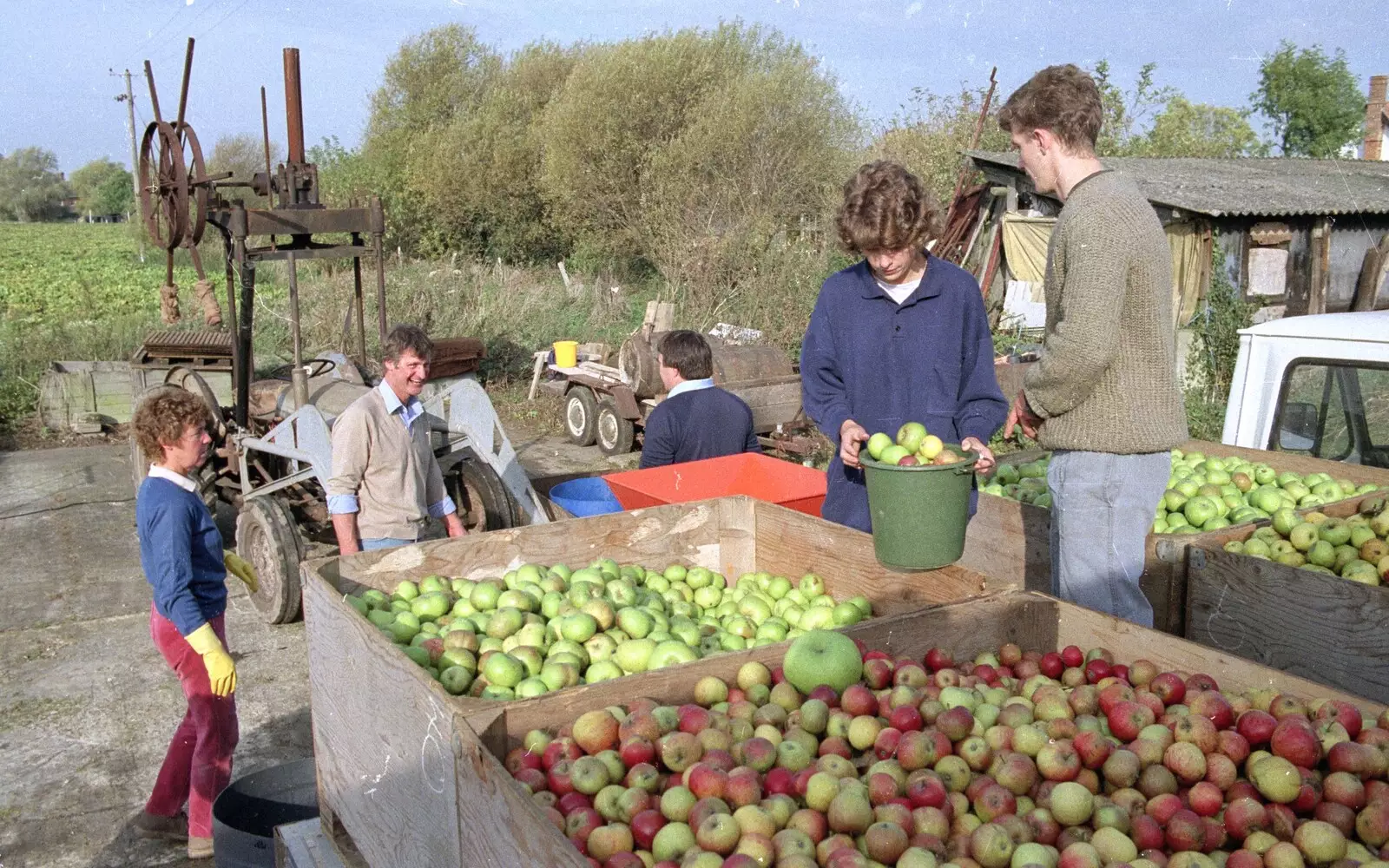 The chopping of the apples commences, from The Annual Cider Making Event, Stuston, Suffolk - 11th October 1990