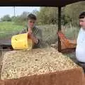 Corky pats down a perfect cheese, The Annual Cider Making Event, Stuston, Suffolk - 11th October 1990