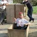 Janet Jowett sits in a trolley, The Annual Cider Making Event, Stuston, Suffolk - 11th October 1990