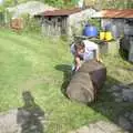 Geoff rolls out a barrel, The Annual Cider Making Event, Stuston, Suffolk - 11th October 1990