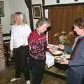 Linda grabs a crisp, Bonfire Night, Stuston, Suffolk - 5th November 1990