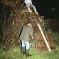 Geoff gets ready to light the bonfire, Bonfire Night, Stuston, Suffolk - 5th November 1990