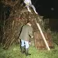 Geoff gets ready to light the bonfire, Bonfire Night, Stuston, Suffolk - 5th November 1990