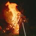 The bonfire goes up quickly, Bonfire Night, Stuston, Suffolk - 5th November 1990