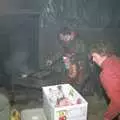 Corky takes over on barbeque duty, Bonfire Night, Stuston, Suffolk - 5th November 1990