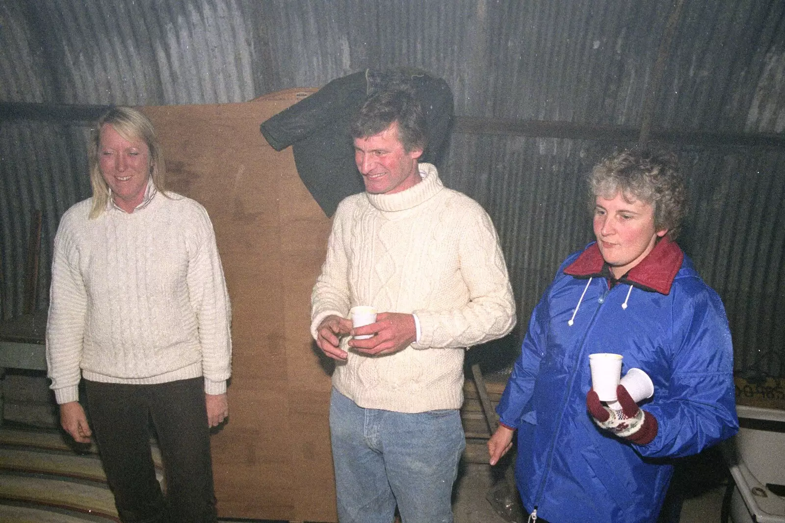 Sue, Geoff and Linda, from Bonfire Night, Stuston, Suffolk - 5th November 1990