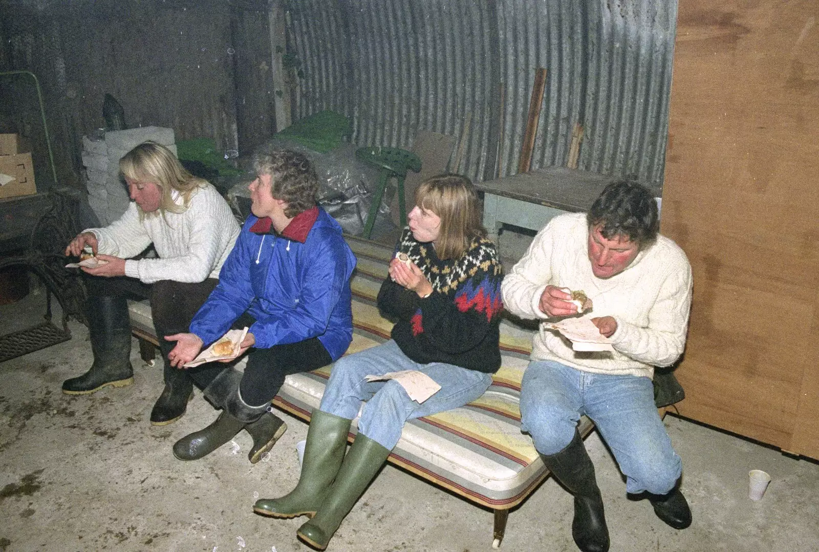 The gang in the Nissen hut, from Bonfire Night, Stuston, Suffolk - 5th November 1990