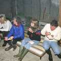 The gang in the Nissen hut, Bonfire Night, Stuston, Suffolk - 5th November 1990
