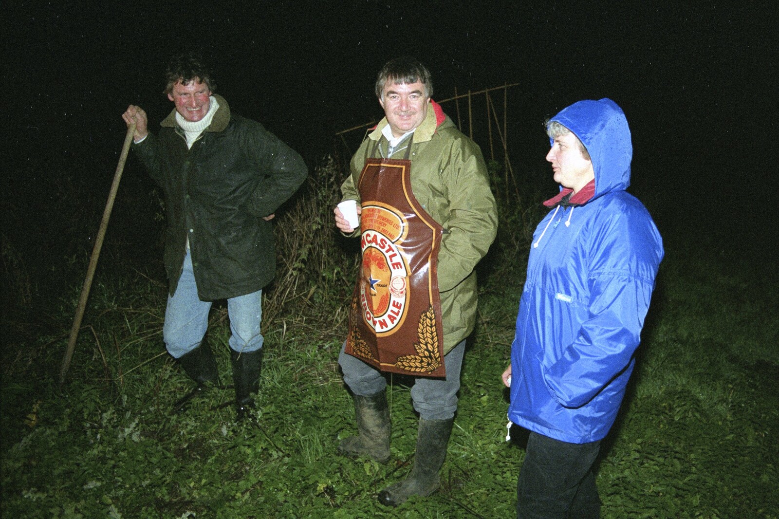 Geoff, Corky and Linda from Bonfire Night, Stuston, Suffolk - 5th November 1990