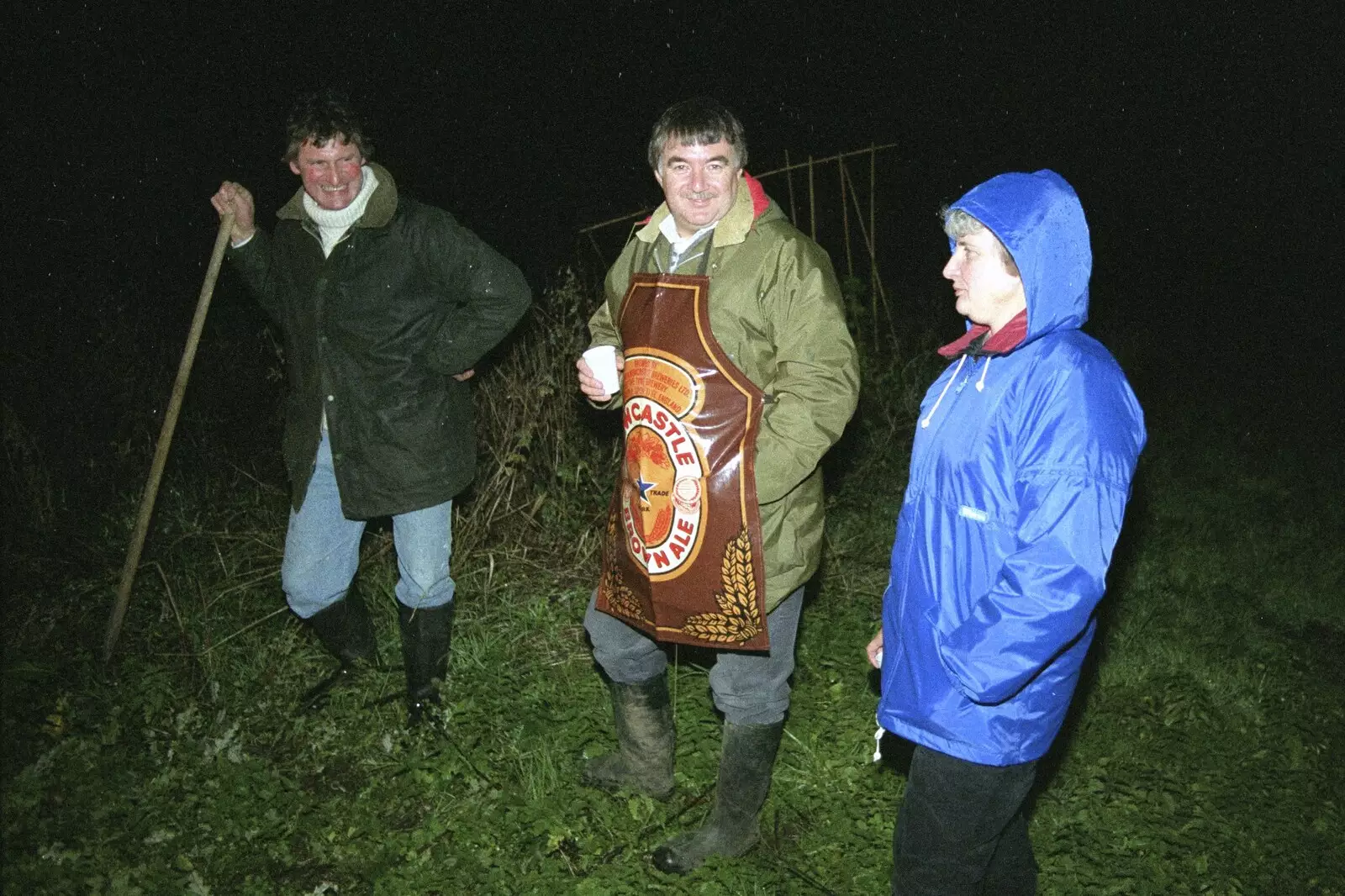 Geoff, Corky and Linda, from Bonfire Night, Stuston, Suffolk - 5th November 1990