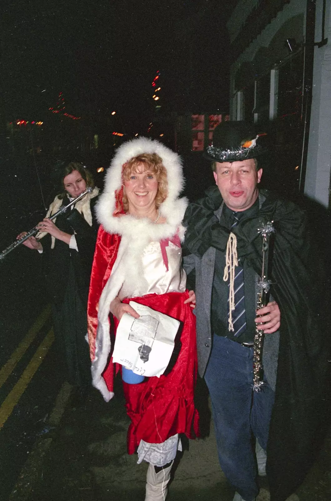 Elteb Griffin, and a bloke with a clarinet, from Carol Singing and Late Night Shopping, Stuston, Diss and Harleston, Norfolk - 16th December 1990