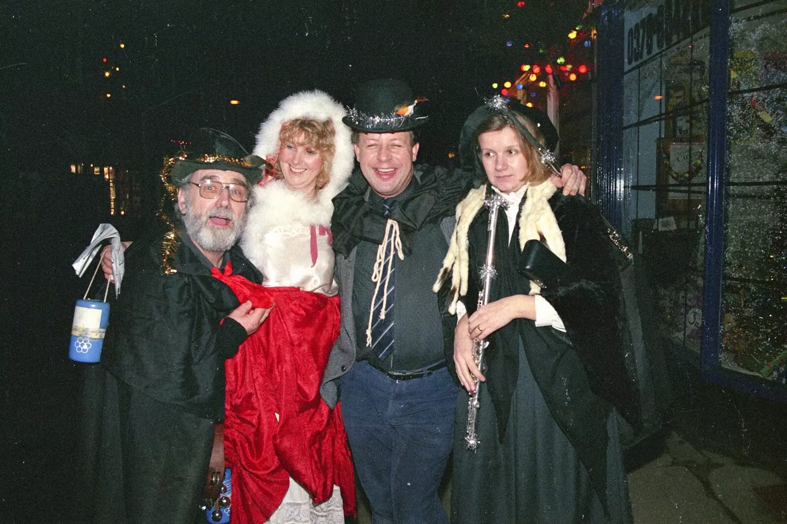 A gang of carol singers/musicians, from Carol Singing and Late Night Shopping, Stuston, Diss and Harleston, Norfolk - 16th December 1990