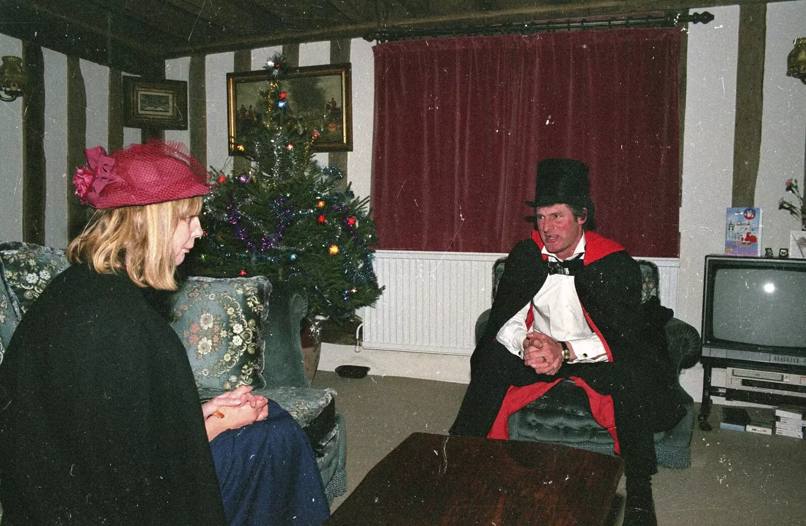 Geoff chats to Janet, from Carol Singing and Late Night Shopping, Stuston, Diss and Harleston, Norfolk - 16th December 1990