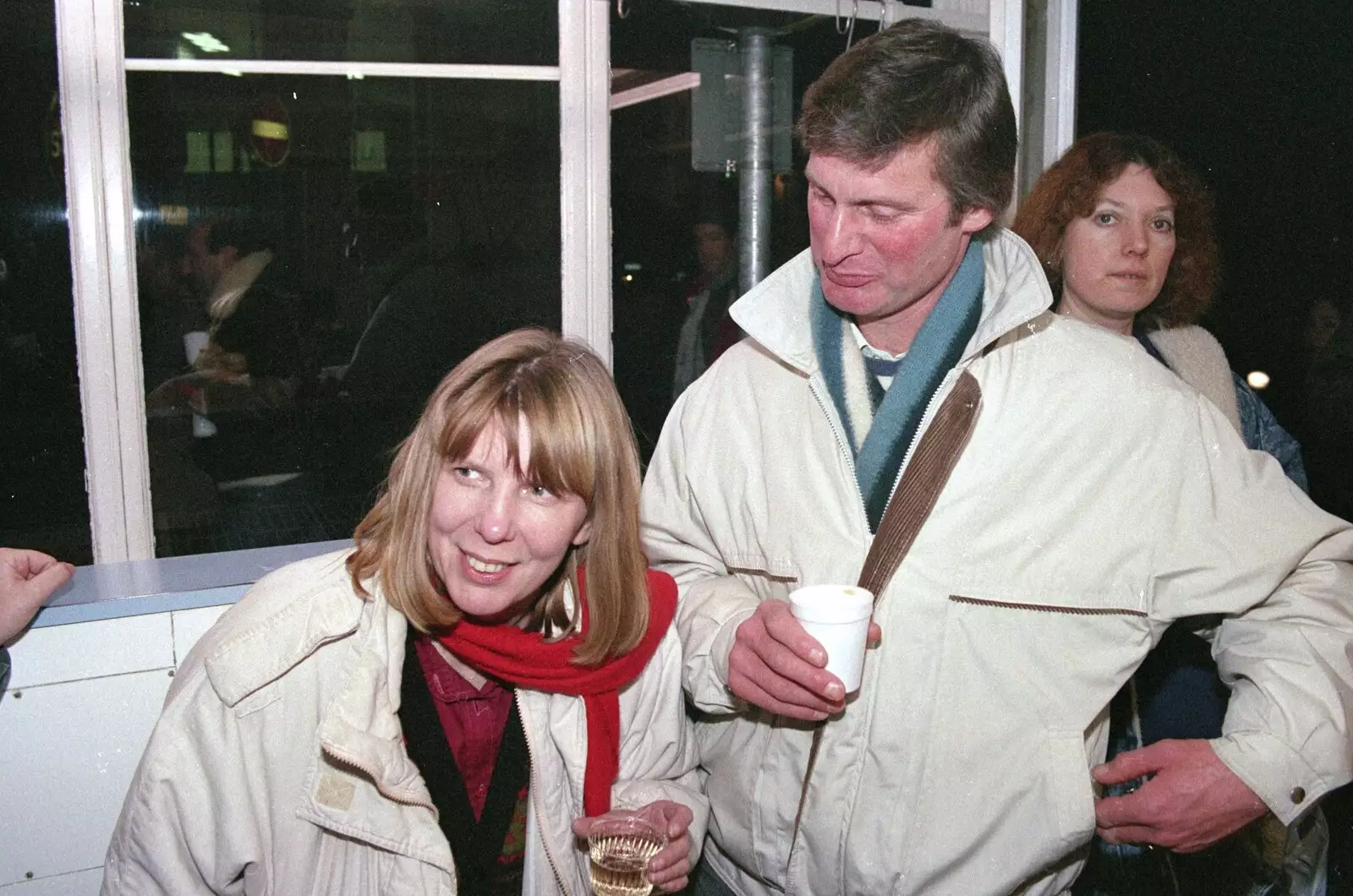 Janet and Geoff in Browne's the butchers , from Carol Singing and Late Night Shopping, Stuston, Diss and Harleston, Norfolk - 16th December 1990