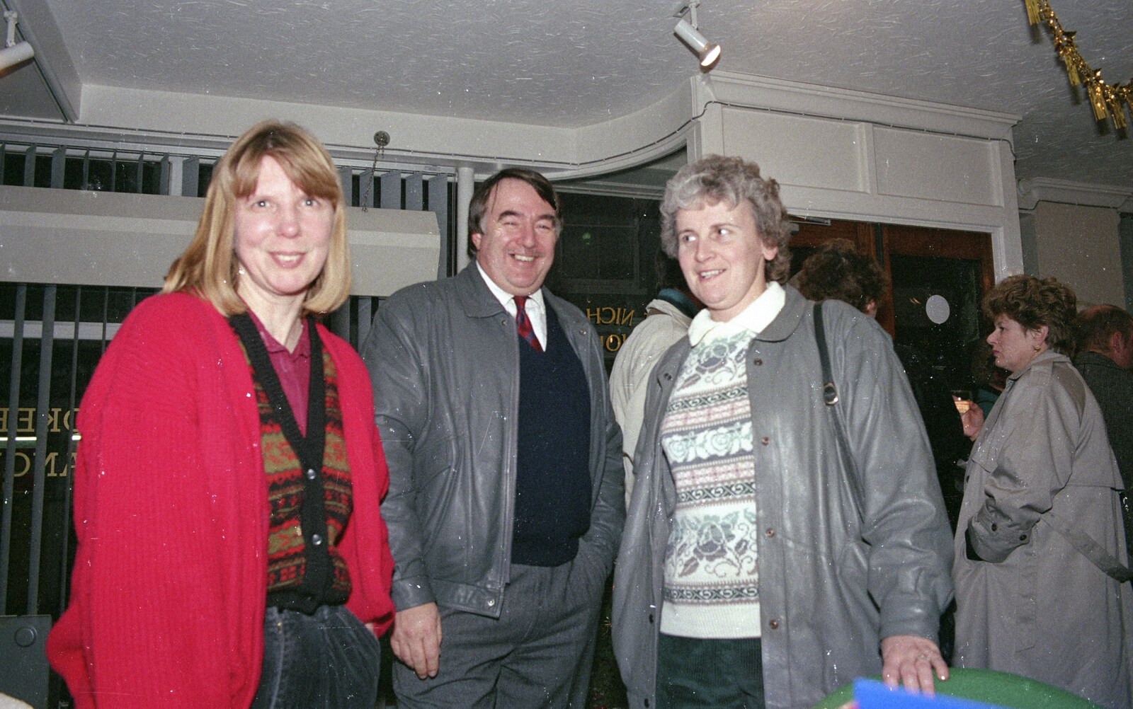 Janet, David and Linda in Merrick Hill from Carol Singing and Late Night Shopping, Stuston, Diss and Harleston, Norfolk - 16th December 1990