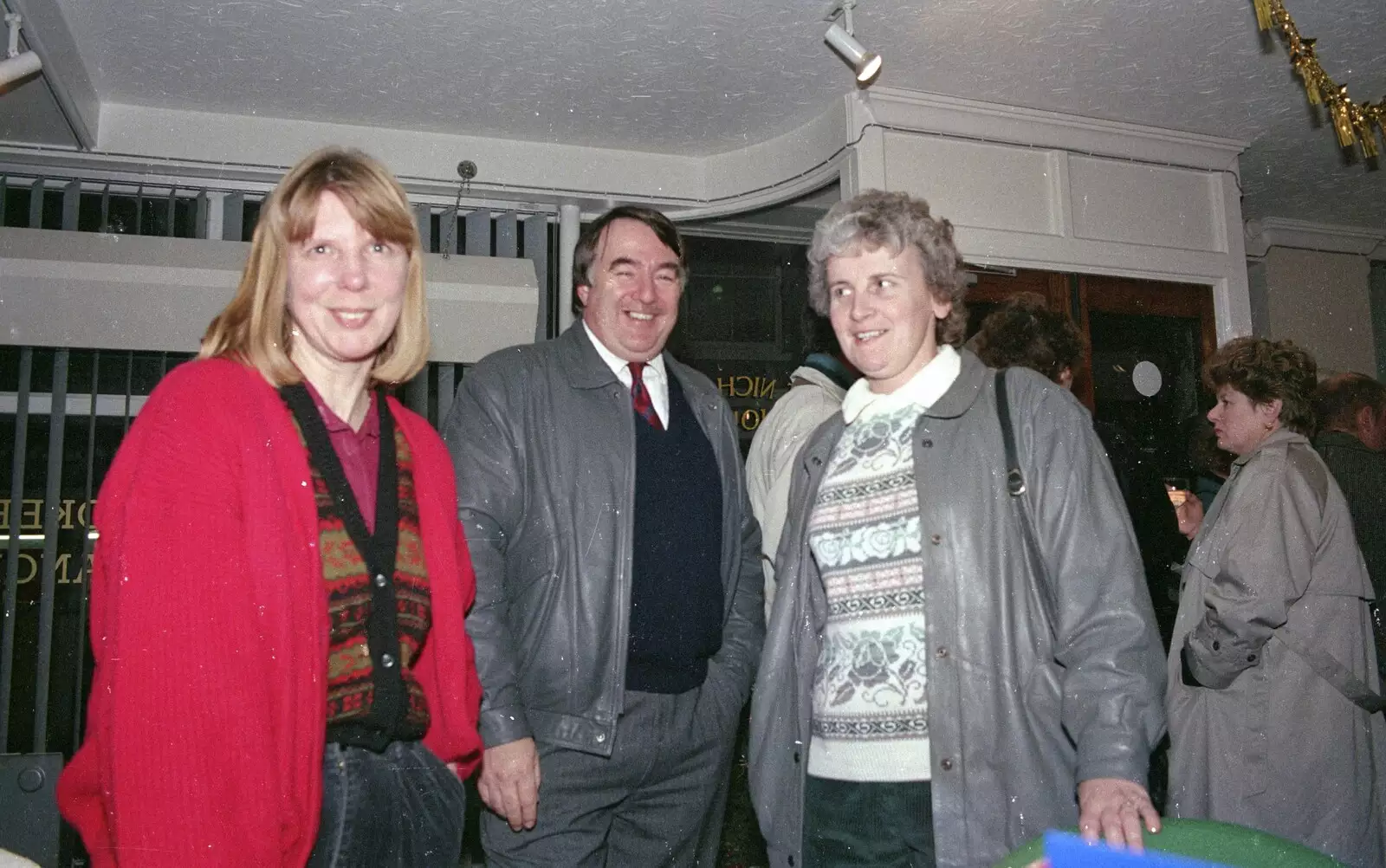 Janet, David and Linda in Merrick Hill, from Carol Singing and Late Night Shopping, Stuston, Diss and Harleston, Norfolk - 16th December 1990