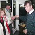 Geoff gets handed a glass of wine, Carol Singing and Late Night Shopping, Stuston, Diss and Harleston, Norfolk - 16th December 1990