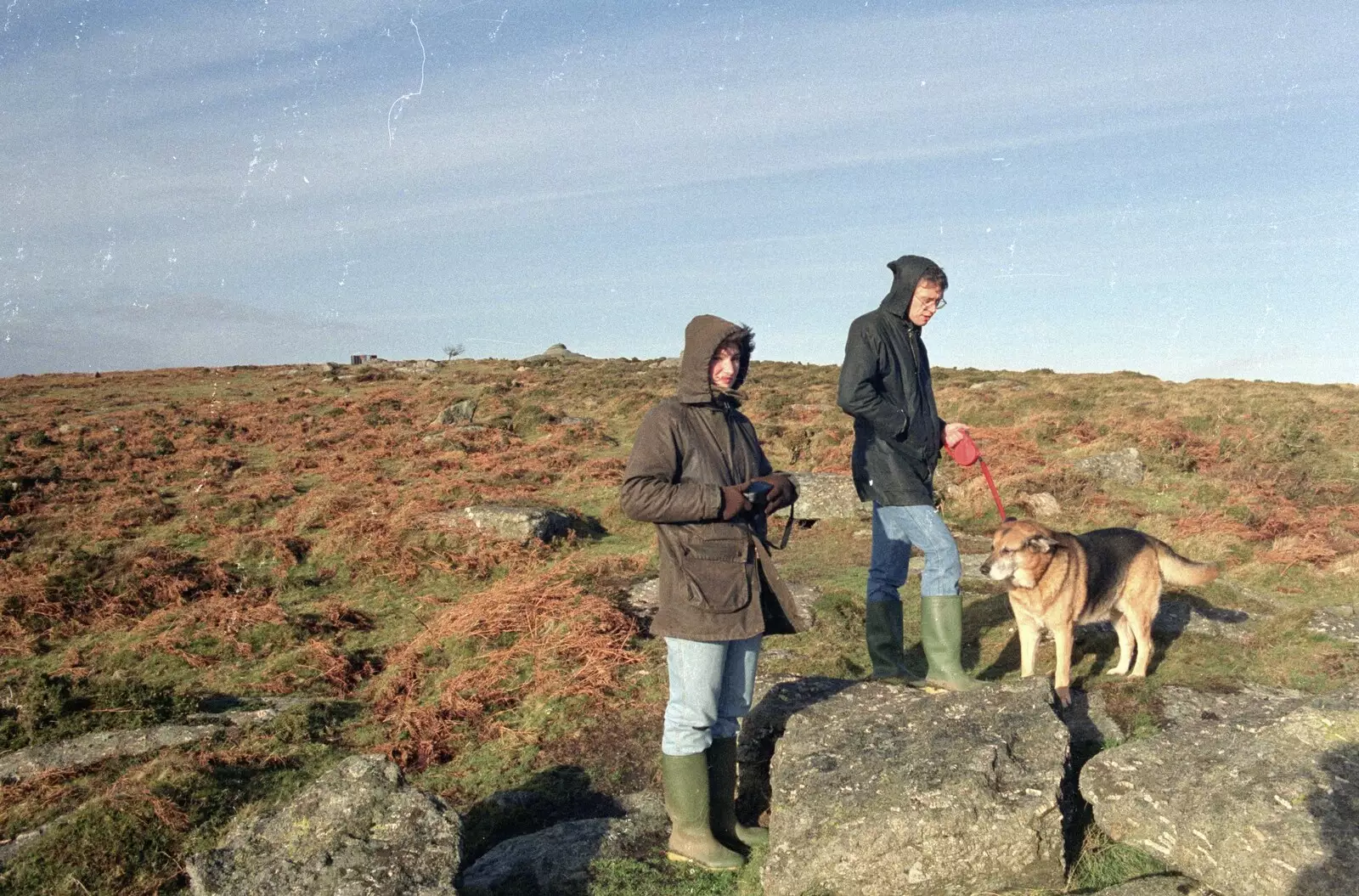 Walking Marty the dog on Dartmoor, from Totnes Pre-Christmas, Devon - 19th December 1990