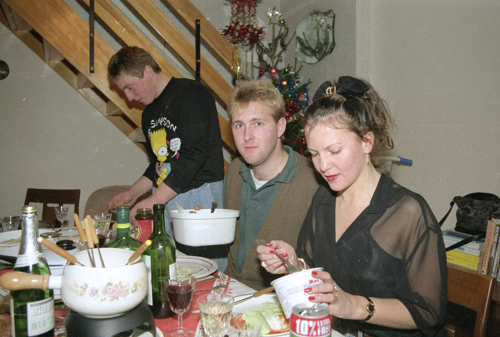 Passing the salad, from Totnes Pre-Christmas, Devon - 19th December 1990